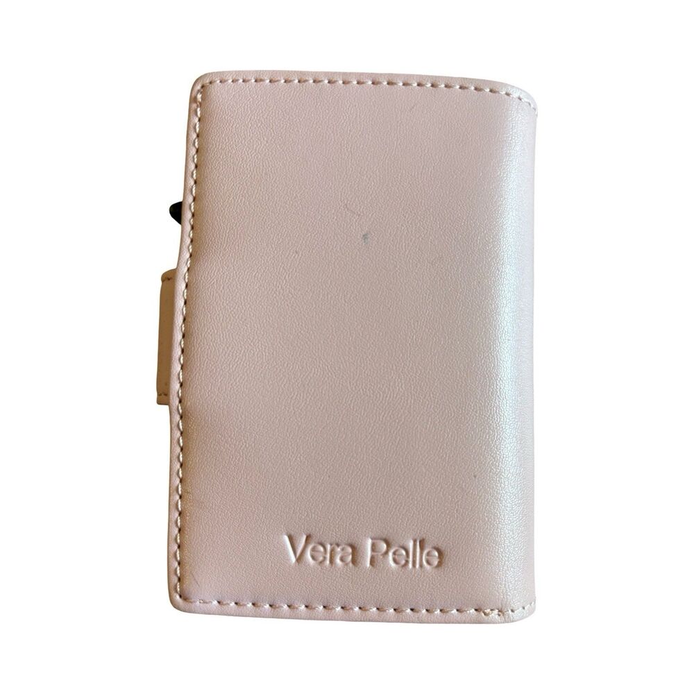 Vera Pelle Genuine Leather & Aluminum Blush Multi Card Holder Wallet Purse
